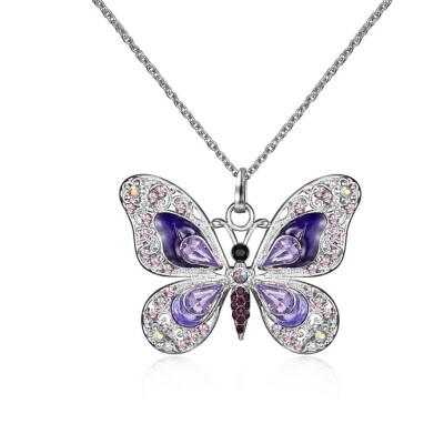 

Fashion Vintage Multicolor Butterfly Animal Pendant Sweater Necklace Jewelry