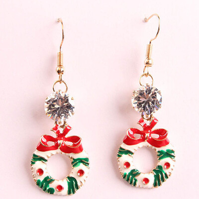 

Fashion Christmas Jewelry Cartoon Elk Christmas Tree Drop Dangle Earrings for Women Girl Christmas Gifts
