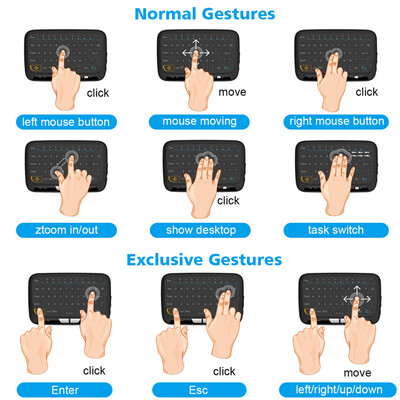 

H18 24GHz Wireless Keyboard Full Touchpad Remote Control Keyboard Mouse Mode with Large Touch Pad Vibration Feedback for Smart TV