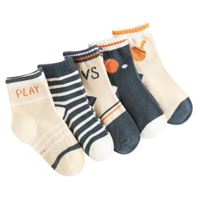 

5 Pairs Socks for Kids Boys Girls Cute Cartoon Stripe Pattern Non-slip Baby Toddler Children Cotton Socks Novelty Design Sokken