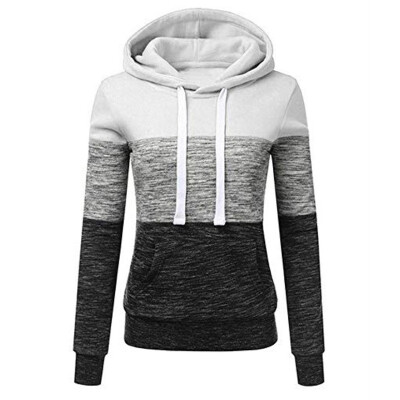 

Women Autumn Winter Simple Long Sleeve Cute Hoodies Color Matching Casual Loose Hooded Sweet Sweatshirts