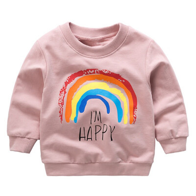 

2018 autumn new long sleeve Sweatshirt baby boys&girls cute rainbow print casual Sweatshirt