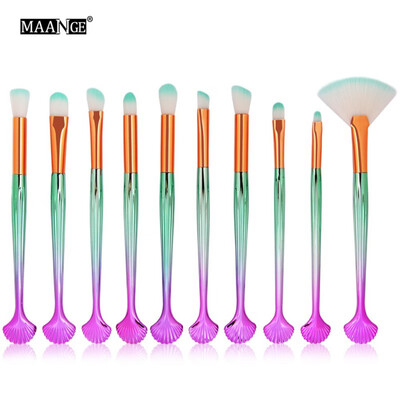

10pcs Shell eye makeup brush Handle Cosmetic Foundation Eyeliner Eyebrow Lip Brush Up Brush Tool Women makeup brush