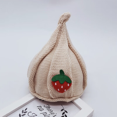 

Newborn Cute Autumn Winter Kids Hats Girls Kids Baby Boys Strawberry Pattern Hats Knitted Wool Hemming Caps