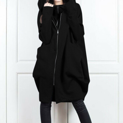 

Tailored Women Full Zip Hoodie Ladies Long Cardigan Hooded Cardigan Jacket Coat Top Dress