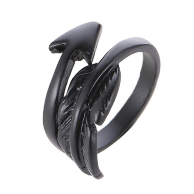 

Fashion Men Vintage Adjustable Open Feather Arrow Ring Silver\Gold\Black Ring Jewelry