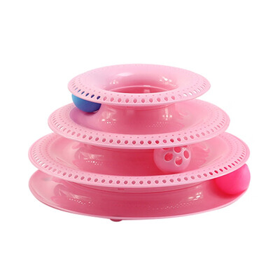 

4 Layers Funny Cat Toys Crazy Ball Disk Anti-slip Interactive Amusement Plate Triple Turntable Play Disc Small Pet Toy For Kitte