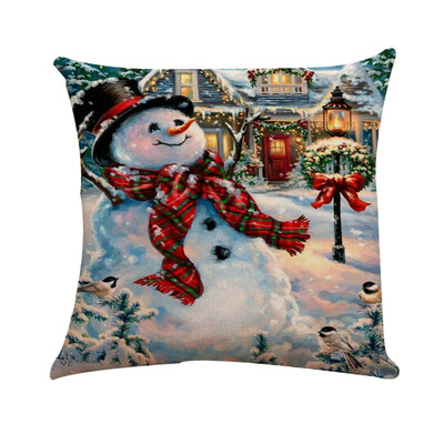 

Tailored Xmas Cotton Pillow Case Linen Cushion Cover Merry Christmas Home Decoration