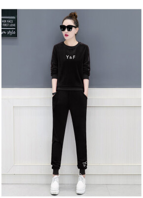 

Womens autumn&winter 2018 new fashionable Korean version of leisure two-piece casual set head sweater