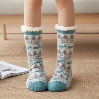 

Gobestart Christmas Women Cotton Socks Print Thicker Anti-slip Floor Socks Carpet Socks