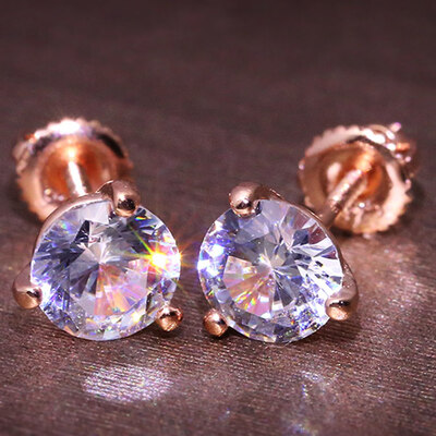 

Three-Prong Martini 1ct Round Diamond Stud Earrings White Gold Bride Jewelry