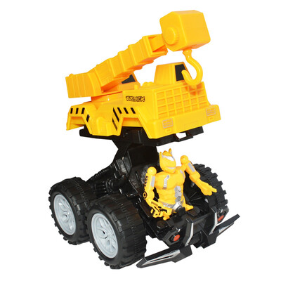 

Siaonvr Funny Engineering Vehicle Model Wheel Plastic Diecast Inertial Deformation Toy