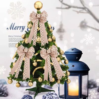 

Simulation Burlap Bow Gift Ribbons Flower Wrappers Christmas Bow Hanging Decoration Handmade New Year Christmas Gifts Decoration
