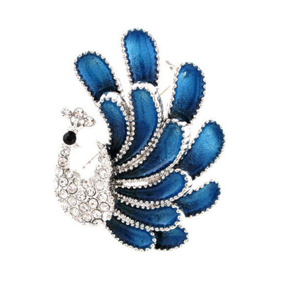 

European&American Clothing Korean Fashion Noble Flash Drilling Peacock Love Brooch