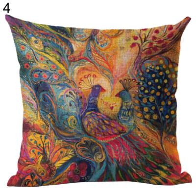 

Peacock Linen Throw Pillow Case Cushion Cover Sofa Bed Car Cafe Office Decor