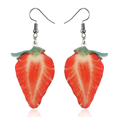 

New Acrylic Cute Fruit Earrings Strawberry pineapple tomato kiwi orange cucumber Pineapple fruit Earrings Jewelry