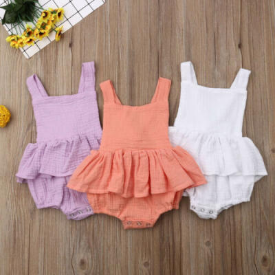 

Sleeveless Newborn Baby Girl Summer Ruffle Cotton Romper Jumpsuit Outfit Sunsuit