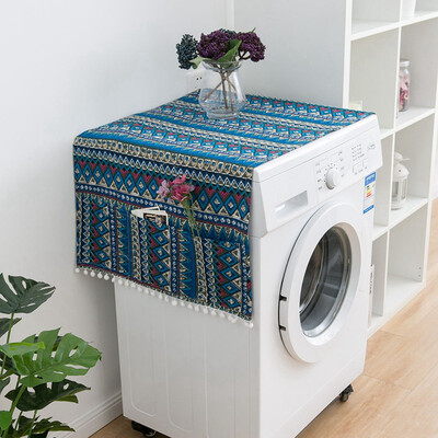 

Retro Printing Pattern Drum Washing Machine Cover Portable Dustproof Single Door Refrigerator Cover