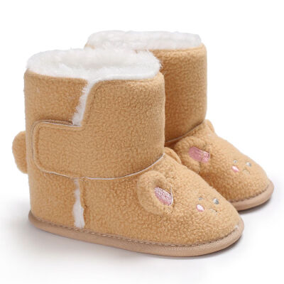 

WEIXINBUY Kids Winter Fashion Child Girls Snow Boots Shoes Warm Plush Soft Bottom Cute Baby Mouse Embroidered Boots 4Color 0-18M