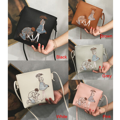 

New PU Leather Shoulder Bag for Women Cute Cartoon Print Casual Crossbody Bags Girls Mini Bag Tote