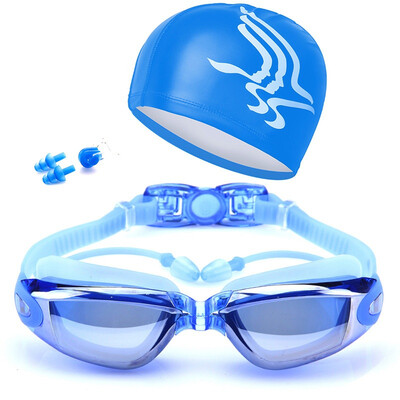 

Swimming Goggles With HatEar PlugNose Clip Waterproof Swim Glasses Anti-fog UV Professional Sport Swim Eyewear Suit Multi
