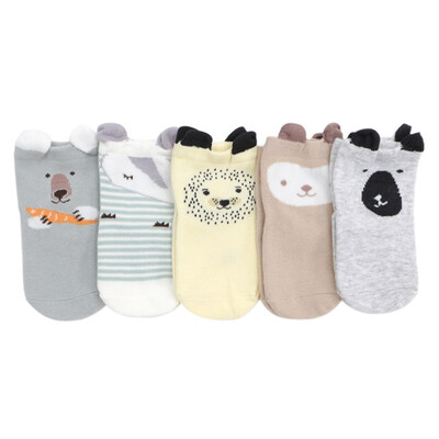 

5 Pair Autumn Baby Girl Boy Kids Warm Socks Cute Cartoon Printed Soft Cotton Stocks