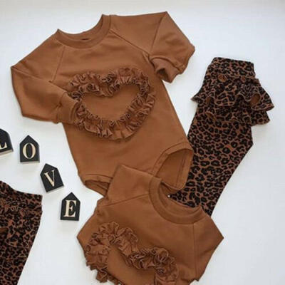 

US Infant Baby Girl Leopard Clothes Ruffle RomperPants Outfits Sets Tracksuit