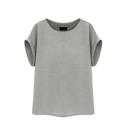 

Casual Short Sleeve Women Summer O-neck T Shirt Solid Color T-shirt Loose Unisex T-shirt