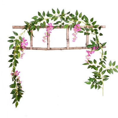 

2m Simulation Wisteria Flower Vines Wedding Decorations Artificial Flowers Arch Decor with Green Leaves Hanging Wall Garland