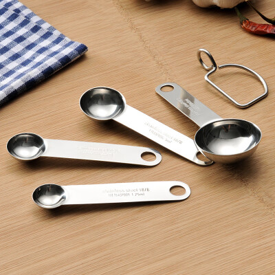 

4PcsSet Stainless Steel Measuring Spoon Spice Baking Spoon Kitchen Cooker Tool