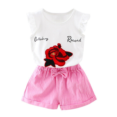 

2PCS Newly Summer 1-4T Hot Sale Baby Girls Casual Clothes Set Newborn Kids Printed Fashion Short Sleeve Suits