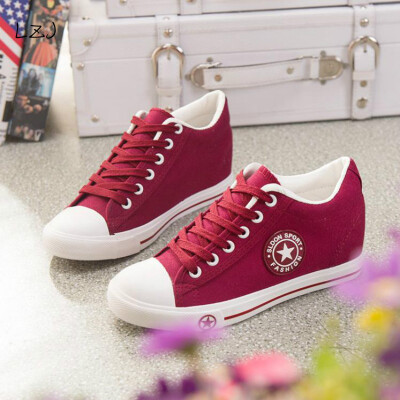 

Summer Sneakers Wedges Canvas Shoes Women Casual Shoes Female Cute White Basket Stars Zapatos Mujer Trainers 5 cm Height tenis