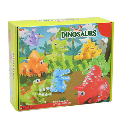 

8pcs Children Pressure Inertia Sliding Dinosaur Car Mini Pressing Reptile Vehicle Toy Holiday Gift