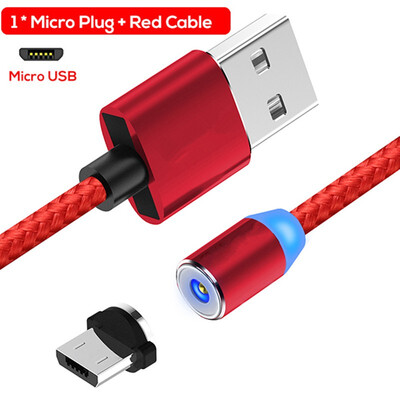 

360 Round Magnetic Charging Cable Micro Type C 3 in 1 Cable for iPhone Samsung Xiaomi Huawei LG 1M 2M Nylon Braided LED Cable