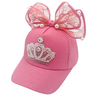 

Summer Child Cap With Bowknot Crown Pattern Girls Sunscreen Baseball cap Boys Casual Cute Cap 3-8T