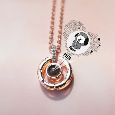 

Bracelet I Love You in 100 Languages Pendant Necklace Fashion Jewelry Alloy Chain Hot Gift for ARMY