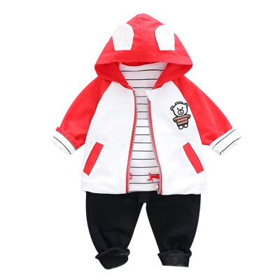 

Autumn Baby Boy Girl Cute Long Sleeve Striped Print T-shirt Hoodie Cartoon Sweatshirt Trousers Casual Outfits