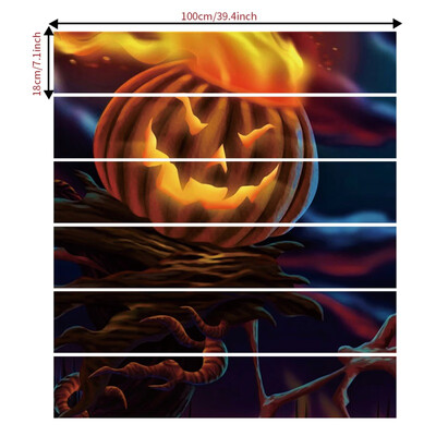 

6pcsset Halloween Moon Pumpkin Head Stair Sticker Removable Stair Sticker Self-adhesive Waterproof Wall Sticker Festive Decor