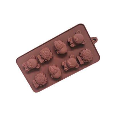 

8 Grid 3D Hippo Bear Lion DIY Cake Mold Small Animal Jelly Chocolate Soap DIY Kitchenware Bakeware Mould