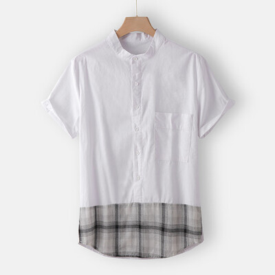 

Toponeto Fashion Mens Casual Button Hawaii Plaid Print Beach Short Sleeve Top Blouse