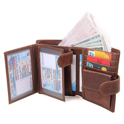 

Men&39s Genuine Leather Clutch Wallet ID Bifold Business Credit Card Holder Purse