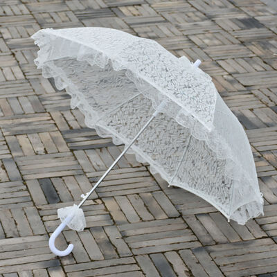 

White Embroidered Lace Wedding Umbrella Handmade Party Dress Decoration Wedding White Bridal Lace Parasol Umbrella Prop