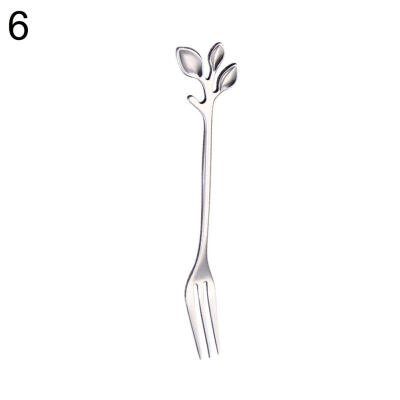 

Leaf Shape Handlle Coffee Spoon Dessert Scoop Fork Tablewear Kitchen Accessories