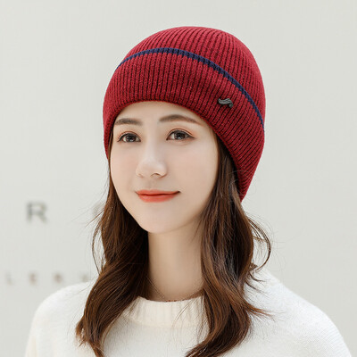 

New hat in autumn&winter 2019 mens&womens warm Knit Hat Adult outdoor color matching wool hat