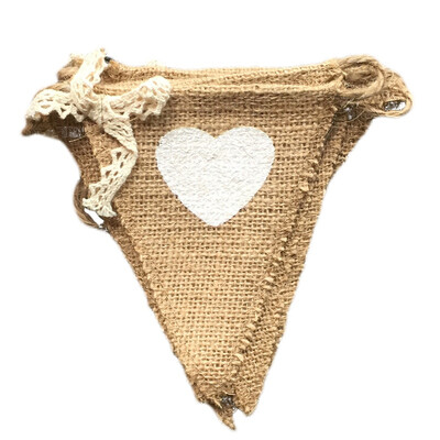 

New Heart Triangular Flag Weeding Banner Party Garland Bunting Country Wedding Decor Linen cloth flag Party Flags Colorful