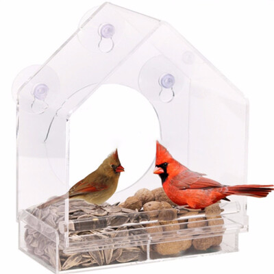 

Window Bird Feeders Clear Glass Window Viewing Bird Feed Hotel Table Seed Peanut Hanging Suction For Pet Bird Hot Sale