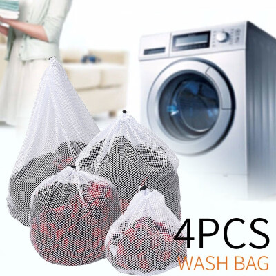 

4 Sizes Upgraded Drawstring Mesh Wash Bag for Washing Machine Durable Laundry Net Washing Bag