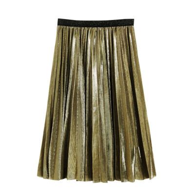 

Women Silver Metallic Skirt Women Skirt A Life High Metallic Pleated Skirt Party Club Skirt