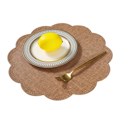 

Round Shape Solid Color PU Western Food Mat Heat Waterproof Oil proof Insulation Decorative Table Mat Coasters