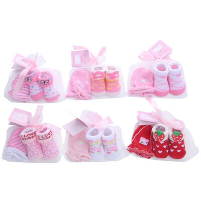 

baby socks Anti-grab gloves set Cute cartoon baby socks set striped dot spring&autumn cotton middle sock